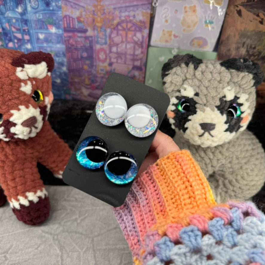 Hand Painted Kawaii Eyes | 30mm | Riptide and Moonbeam with White Pupil