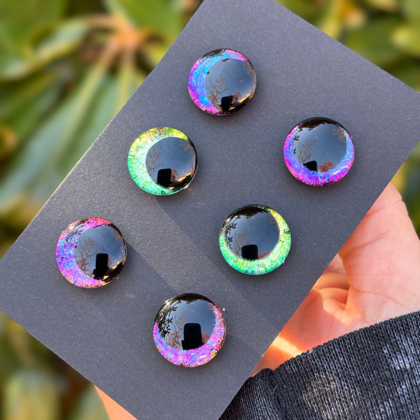 18 mm Hand Painted Kawaii Eyes | Night Court + Emerald + Iris | Set #32