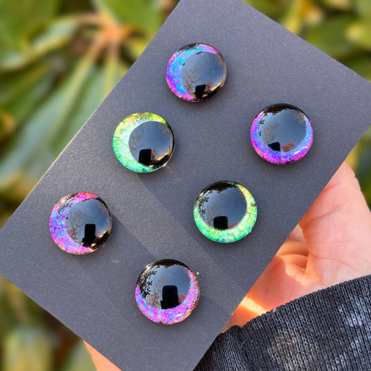 18 mm Hand Painted Kawaii Eyes | Night Court + Emerald + Iris | Set #32