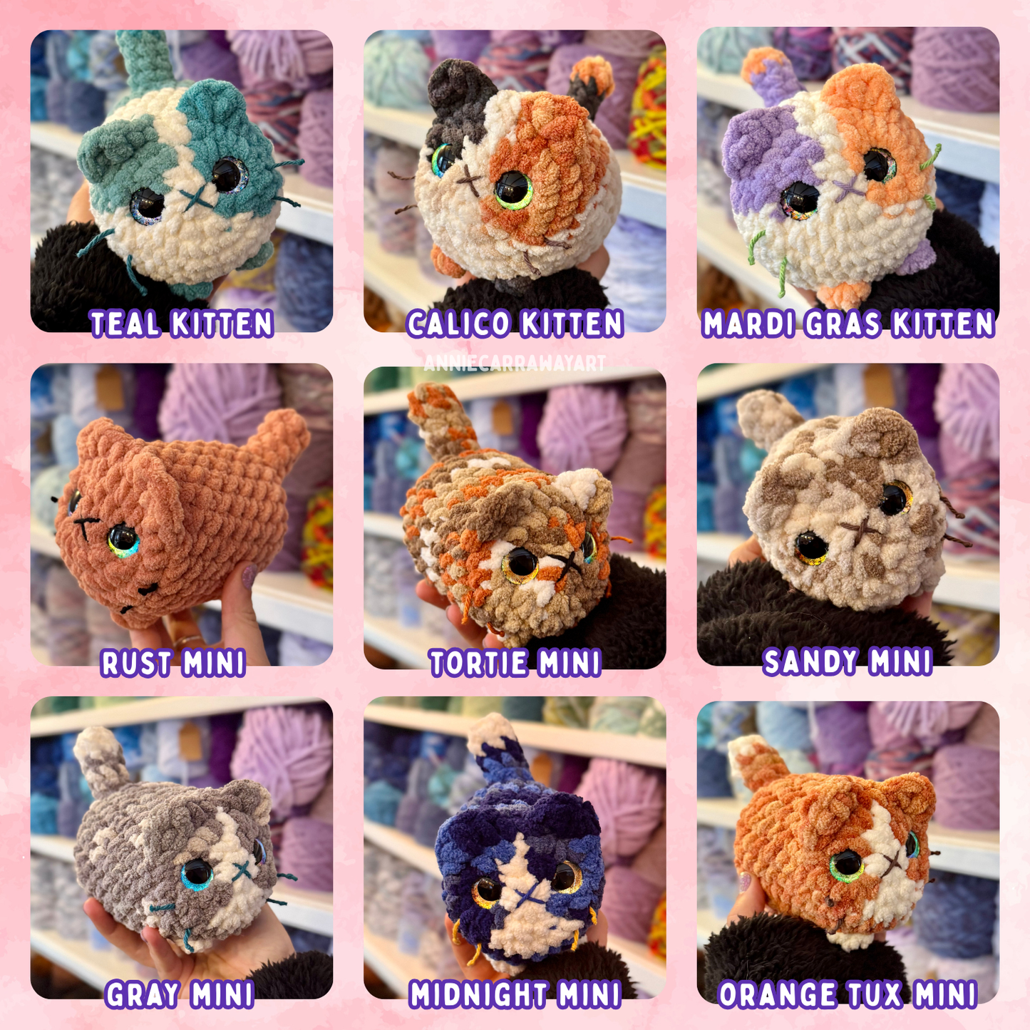 Cat Crochet Plushies | Hand Painted Eyes