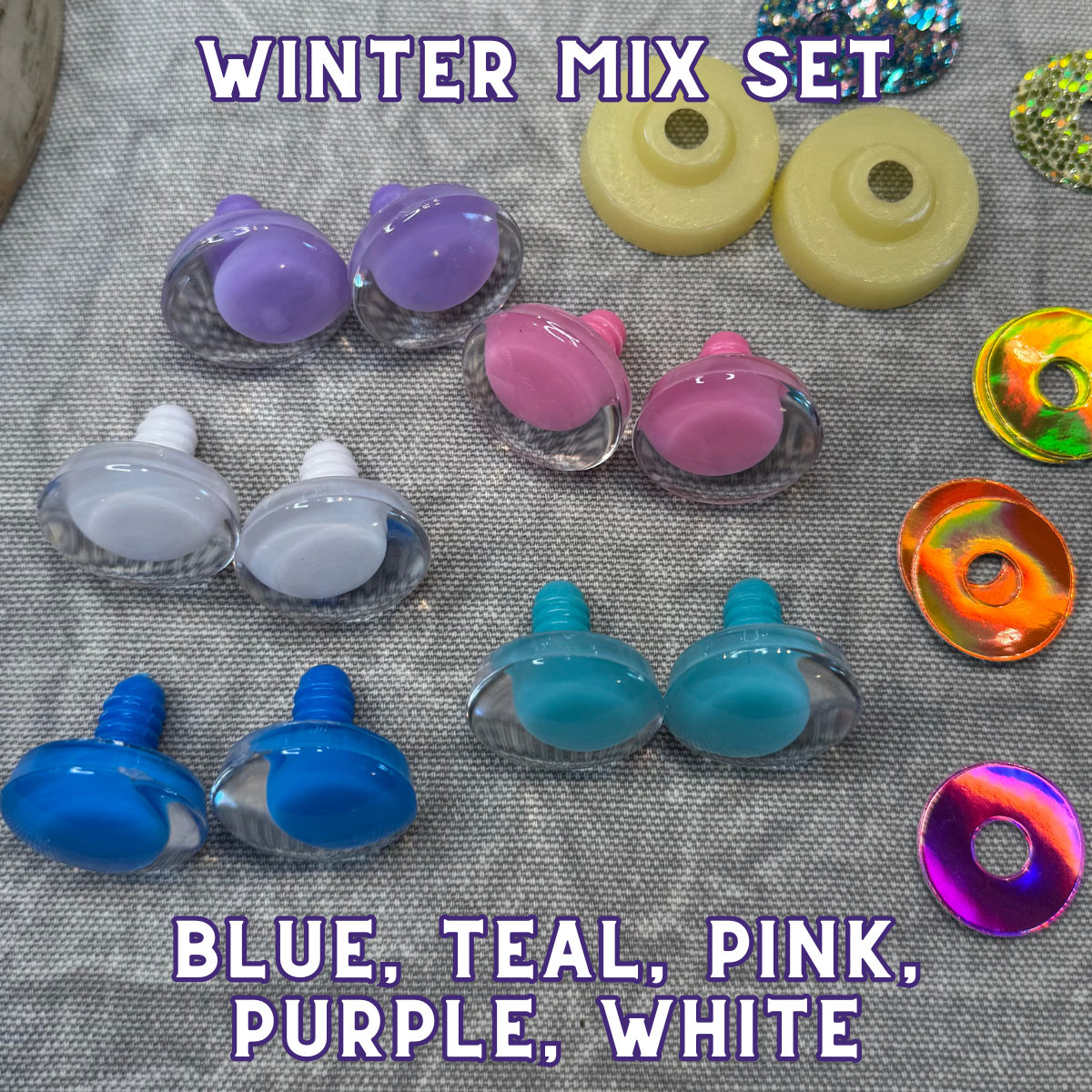 25 mm Kawaii Safety Eyes | 5 Mixed Color Pairs | Winter Set