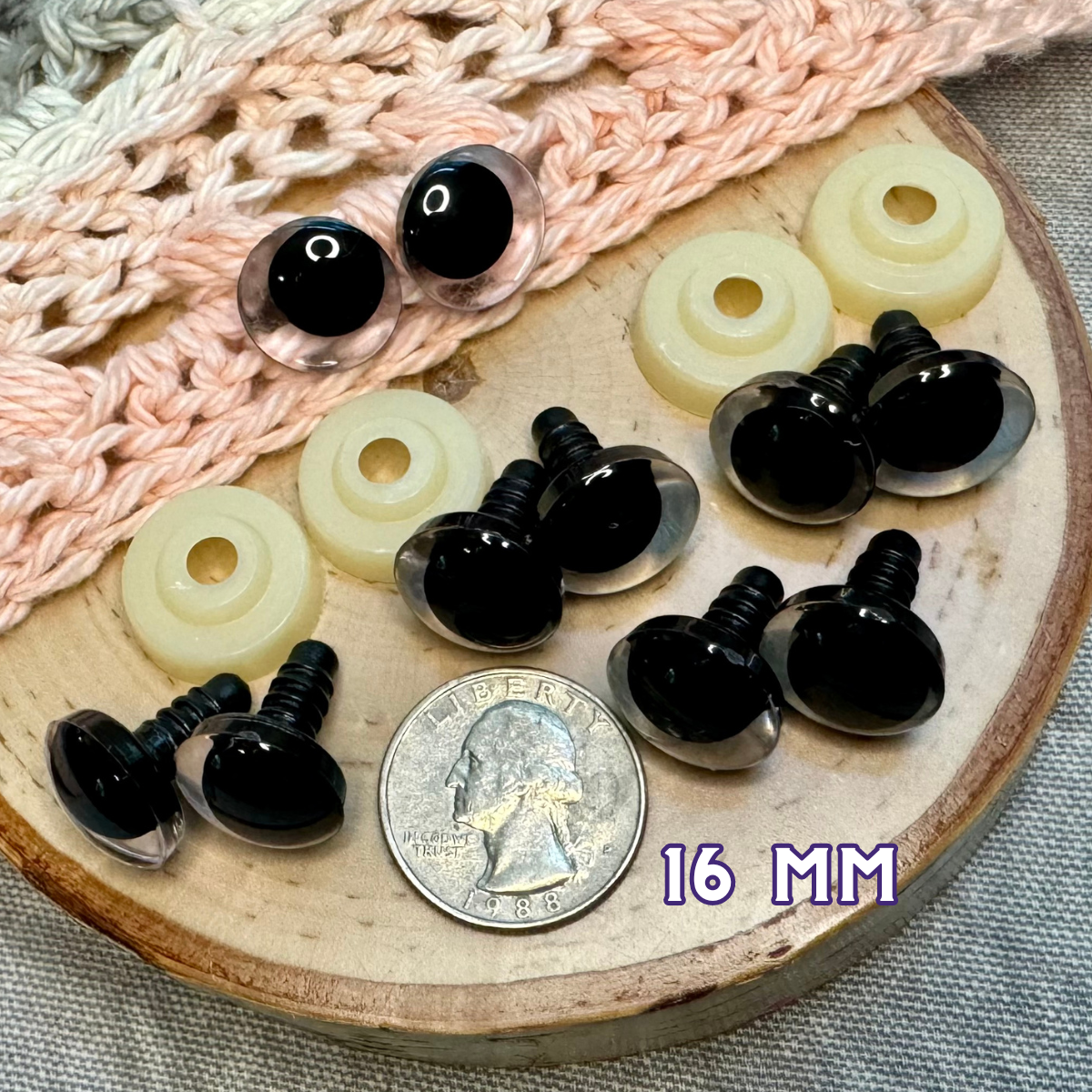 16 mm Kawaii Safety Eyes| 5 Black Pairs