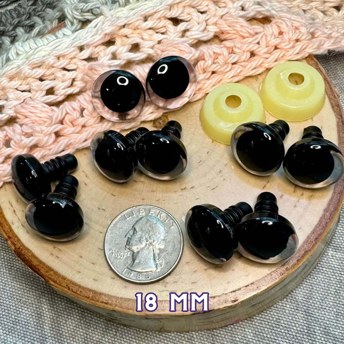 18 mm Kawaii Safety Eyes| 5 Black Pairs