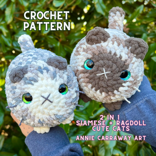 Siamese, Ragdoll, & Solid Color Cat Crochet Pattern