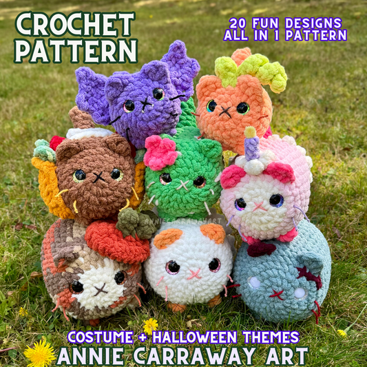 *Coming Soon...Available Oct 1st 2025* Costume + Halloween Cats, Kittens, + MInis Crochet Pattern