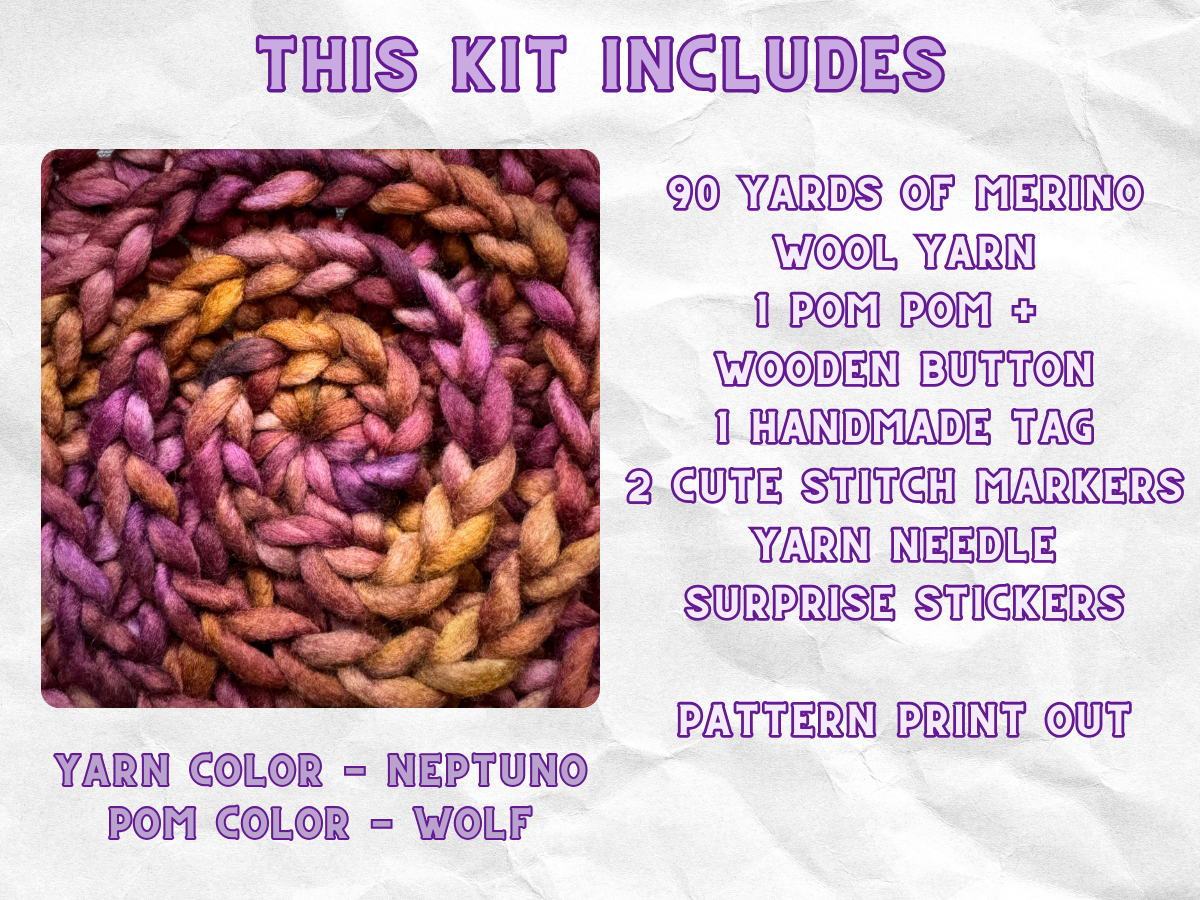 Starlight Beanie Crochet Kit | Hand Dyed Merino Wool | Neptuno