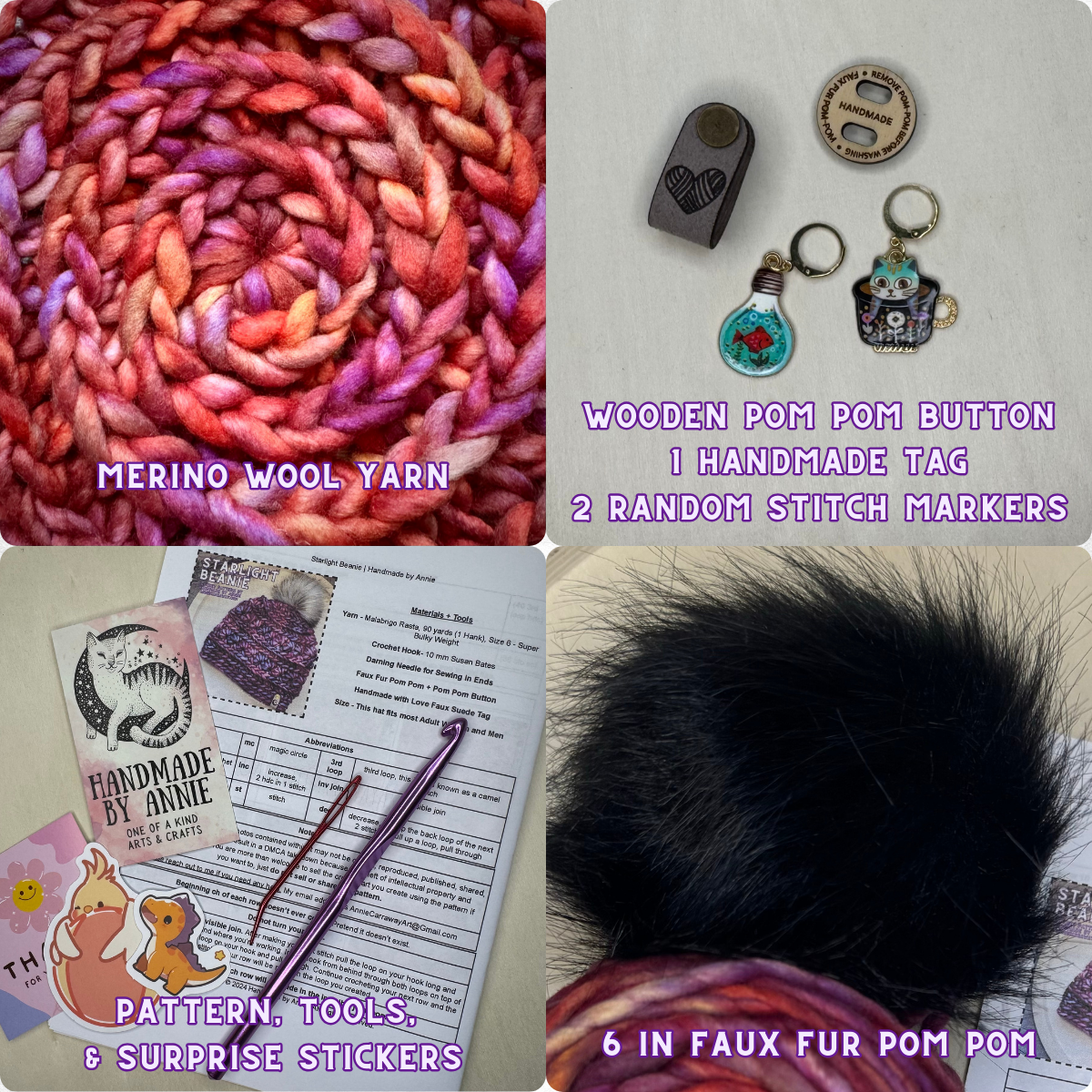 DIY Beanie Crochet Kit | Hand Dyed Merino Wool | # 1