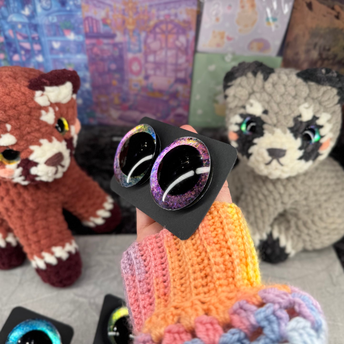 Hand Painted Kawaii Eyes | 50mm | Amethyst