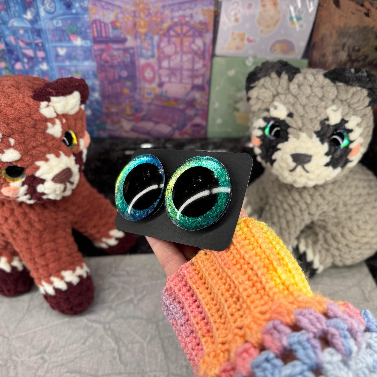 Hand Painted Kawaii Eyes | 50mm | Emerald