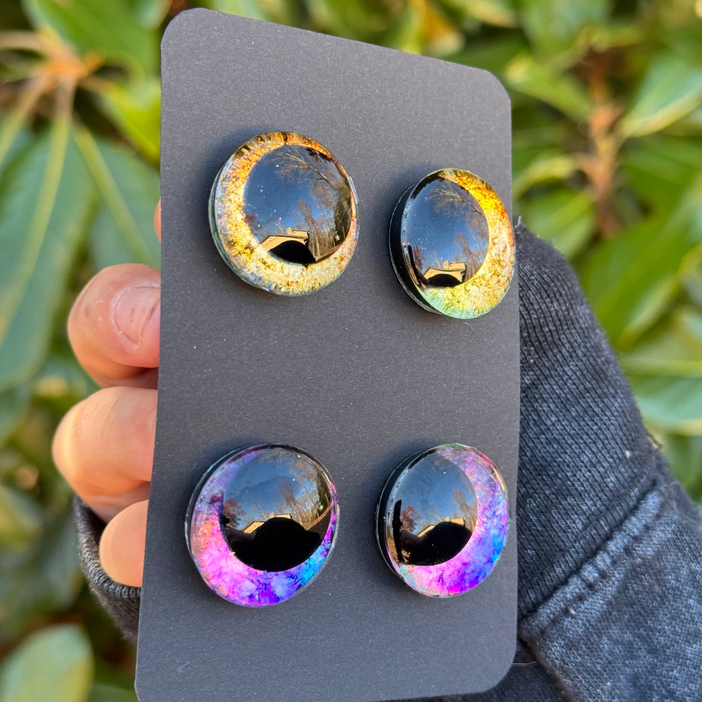 25 mm Hand Painted Kawaii Eyes | Honey + Amethyst | Set #7