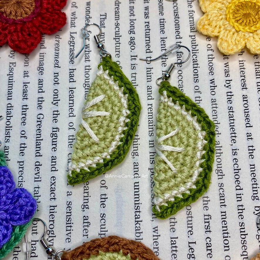 Lime Slice Crochet Earrings