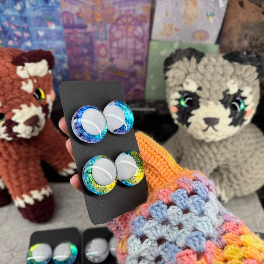 Hand Painted Kawaii Eyes | 30mm | Riptide and Canary White Pupil