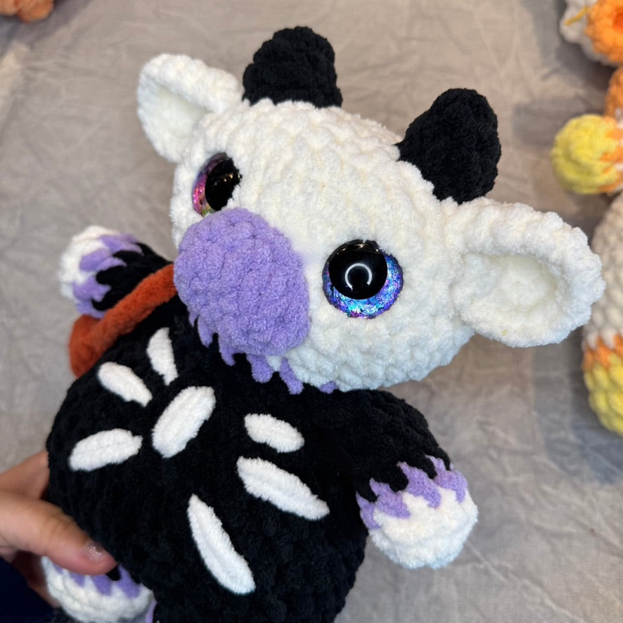 Halloween Cows Crochet Plushie | Hand Painted Eyes