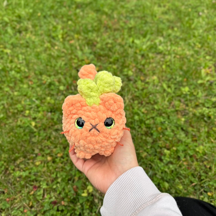Pumpkin Mini Kittens Crochet Plushie | Hand Painted Eyes