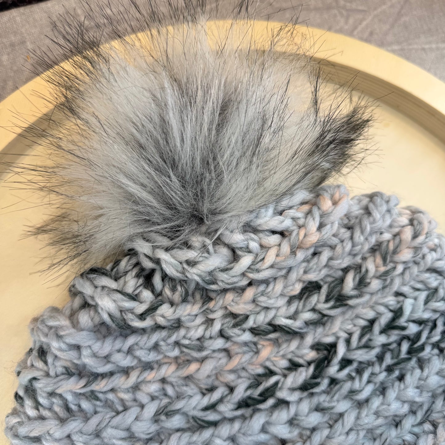 Handmade Winter Beanie | Wool Mix Yarn in the Arctic Ice 2 | Daybreak Design