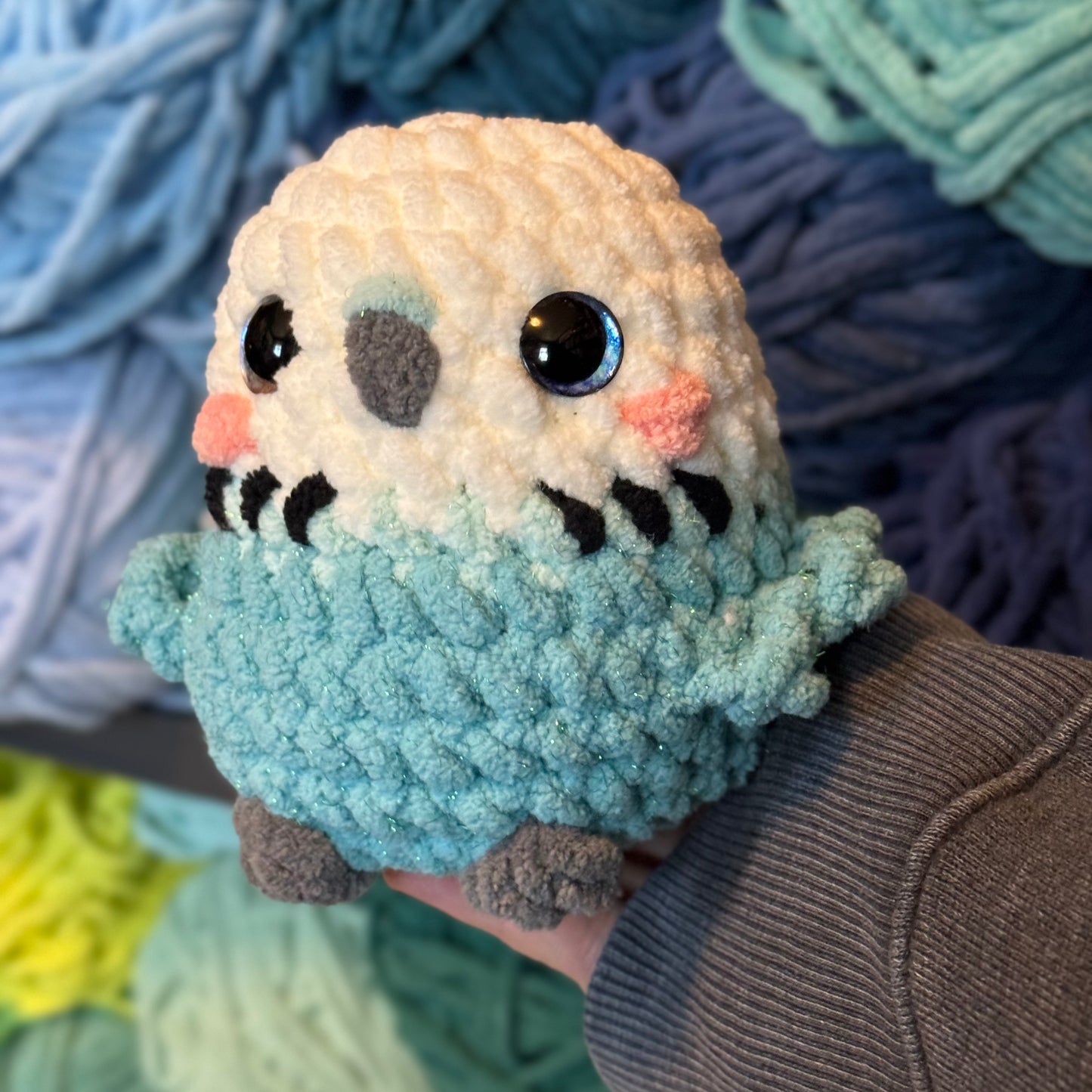 Budgie Crochet Plushie | Hand Painted Eyes