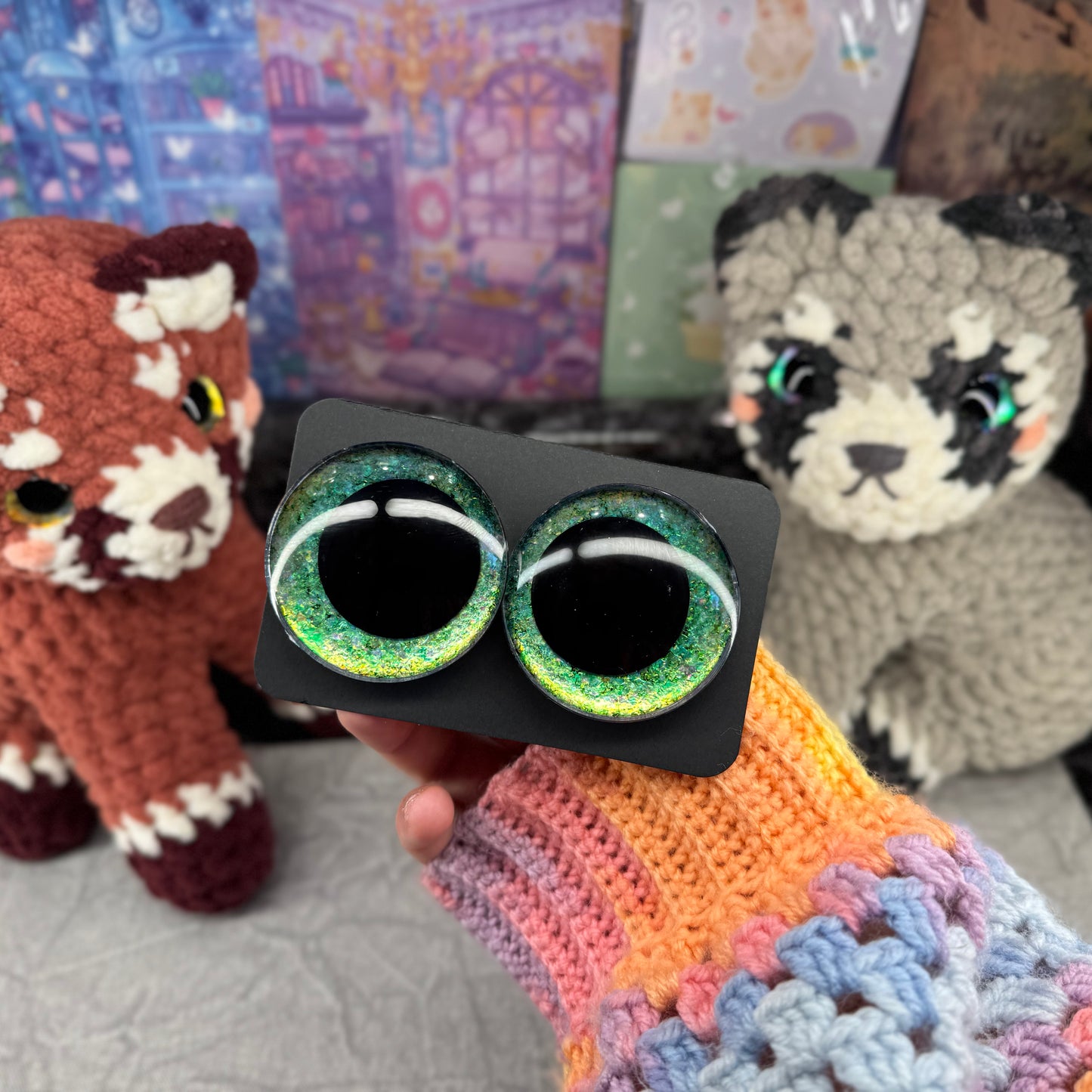 Hand Painted Kawaii Eyes | 50mm | Emerald