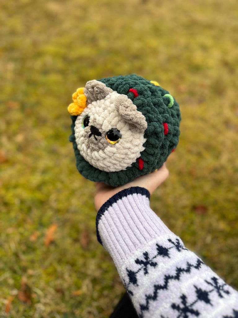 Christmas Tree Pug Crochet Plushie | Hand Painted Eyes