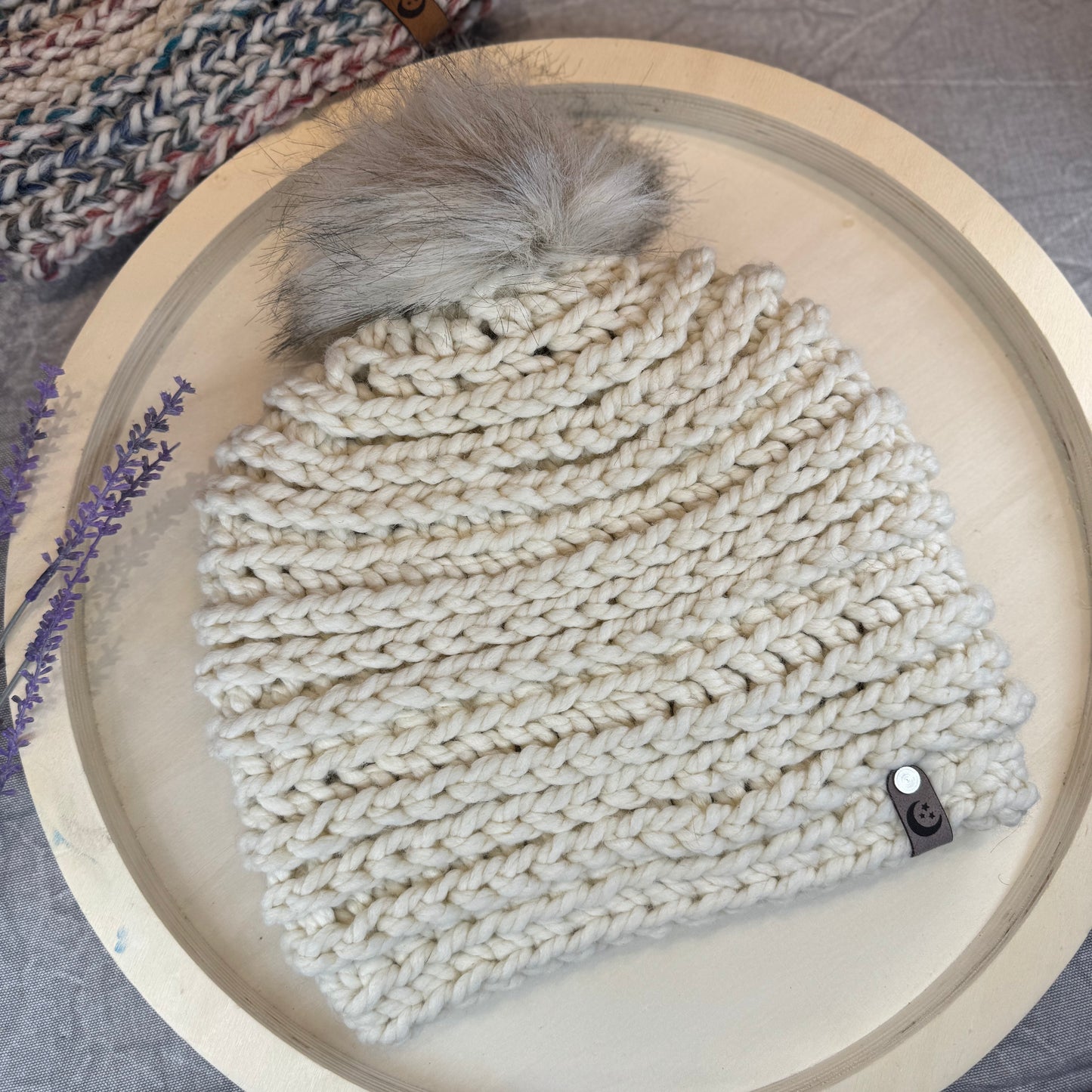 Handmade Winter Beanie | Wool Mix Yarn in the Color Fisherman | Daybreak Design