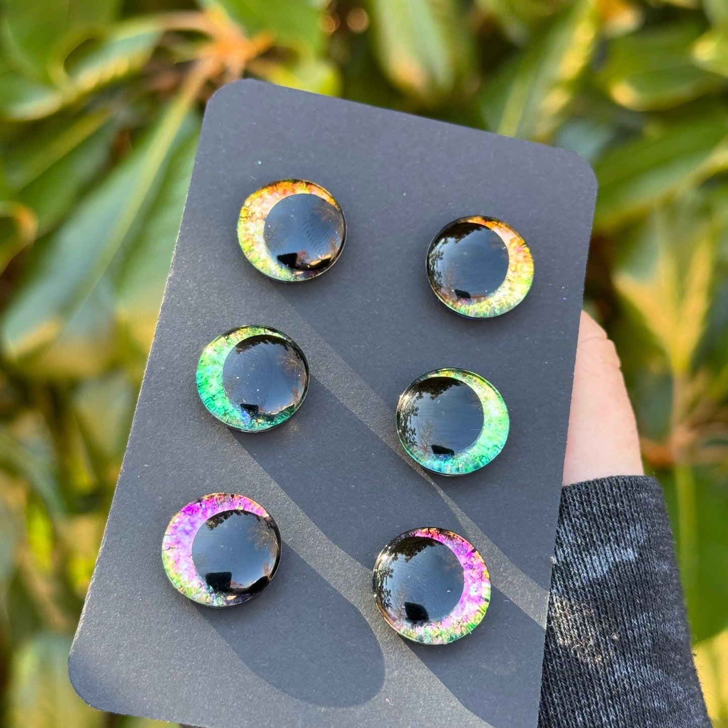 18 mm Hand Painted Kawaii Eyes | Canary + Emerald + Dawn | Set #30