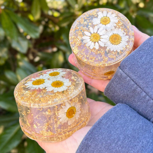 Golden Daisy Flower Trinket Box (extra flowers)