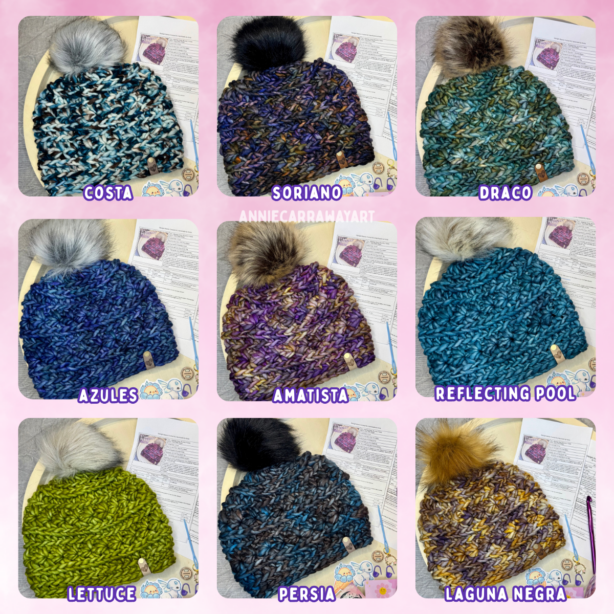 Winter Beanie Crochet Kit | 25 colors available of Malabrigo Rasta Yarn