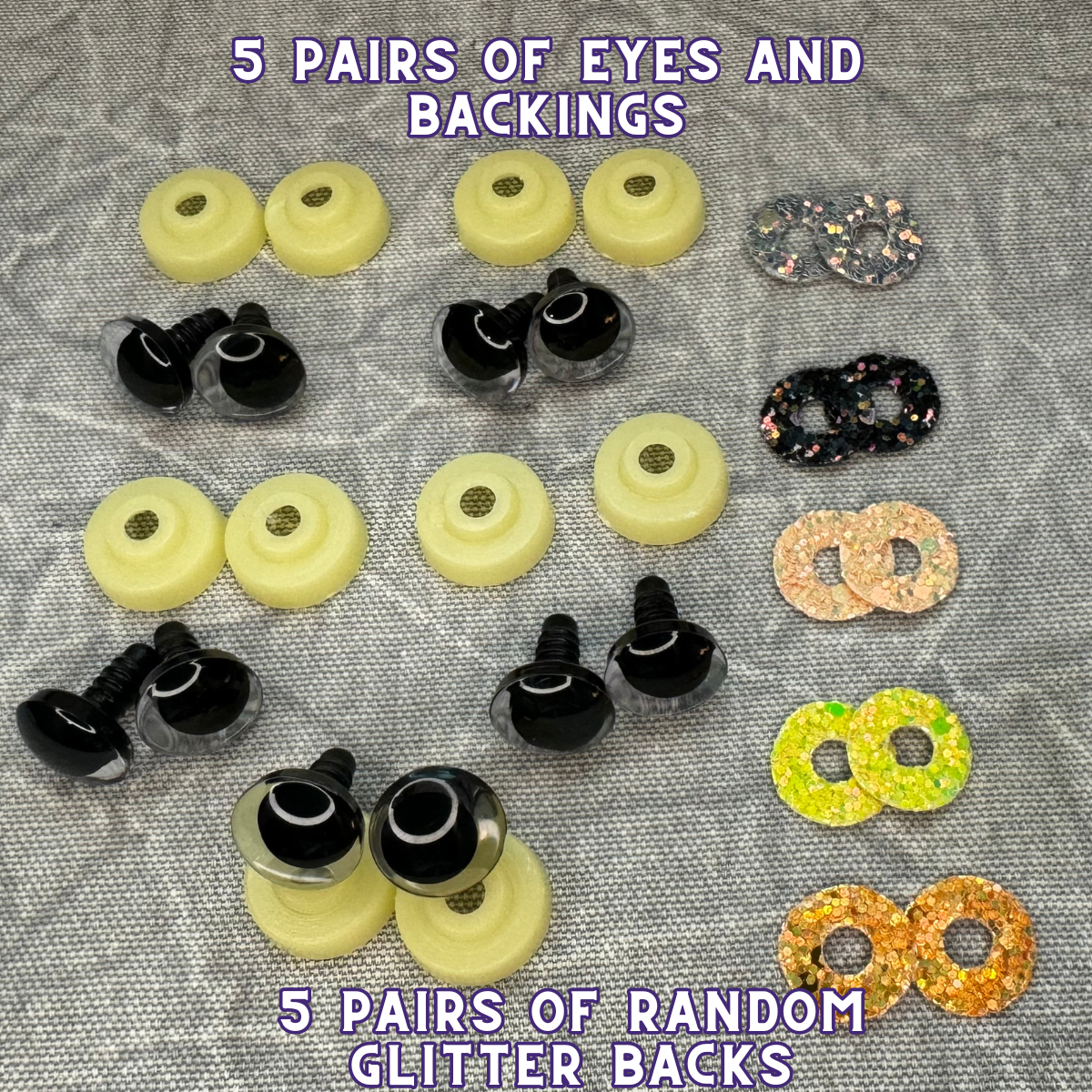 16 mm Kawaii Safety Eyes| 5 Black Pairs