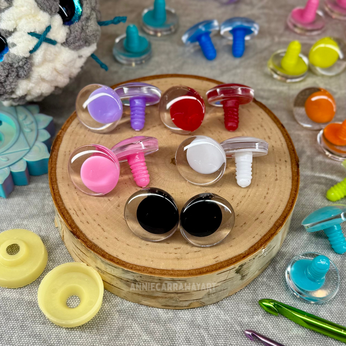 Kawaii Safety Eyes | Multiple Colors and Sizes | 5 Pairs with Glitter Backs
