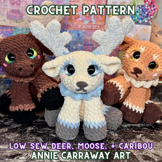 Sitting Moose, Deer, & Caribou Crochet Pattern | Digital Download