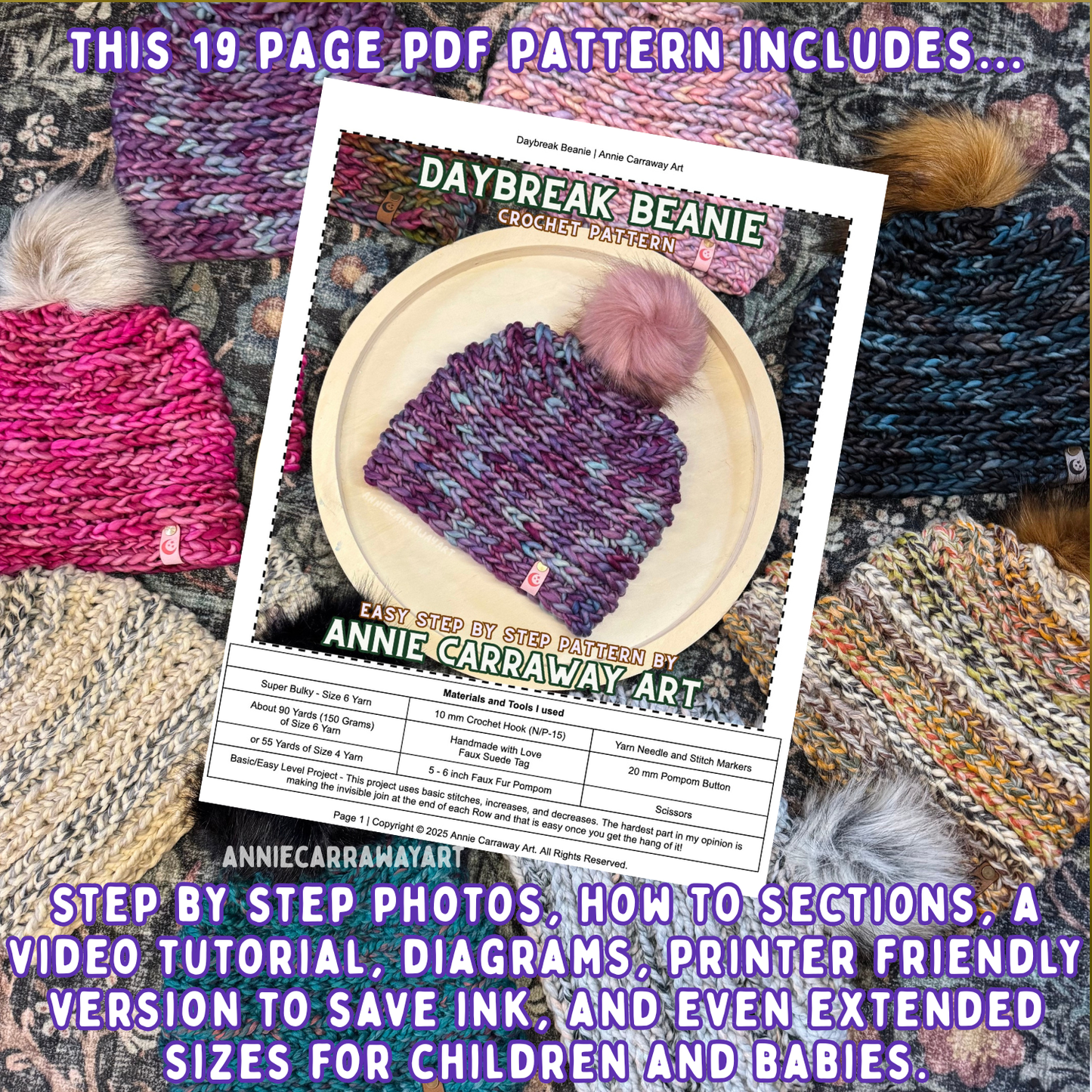 Daybreak Beanie Crochet Pattern | Digital Download