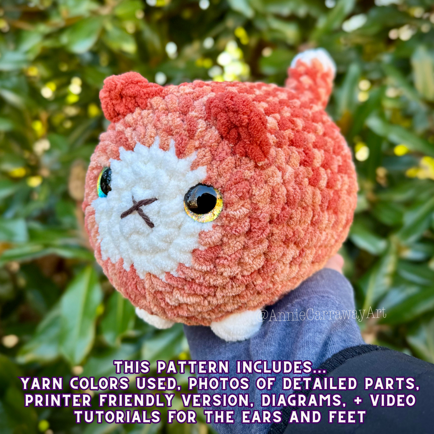 Striped Tabby & Solid Color Cat Crochet Pattern