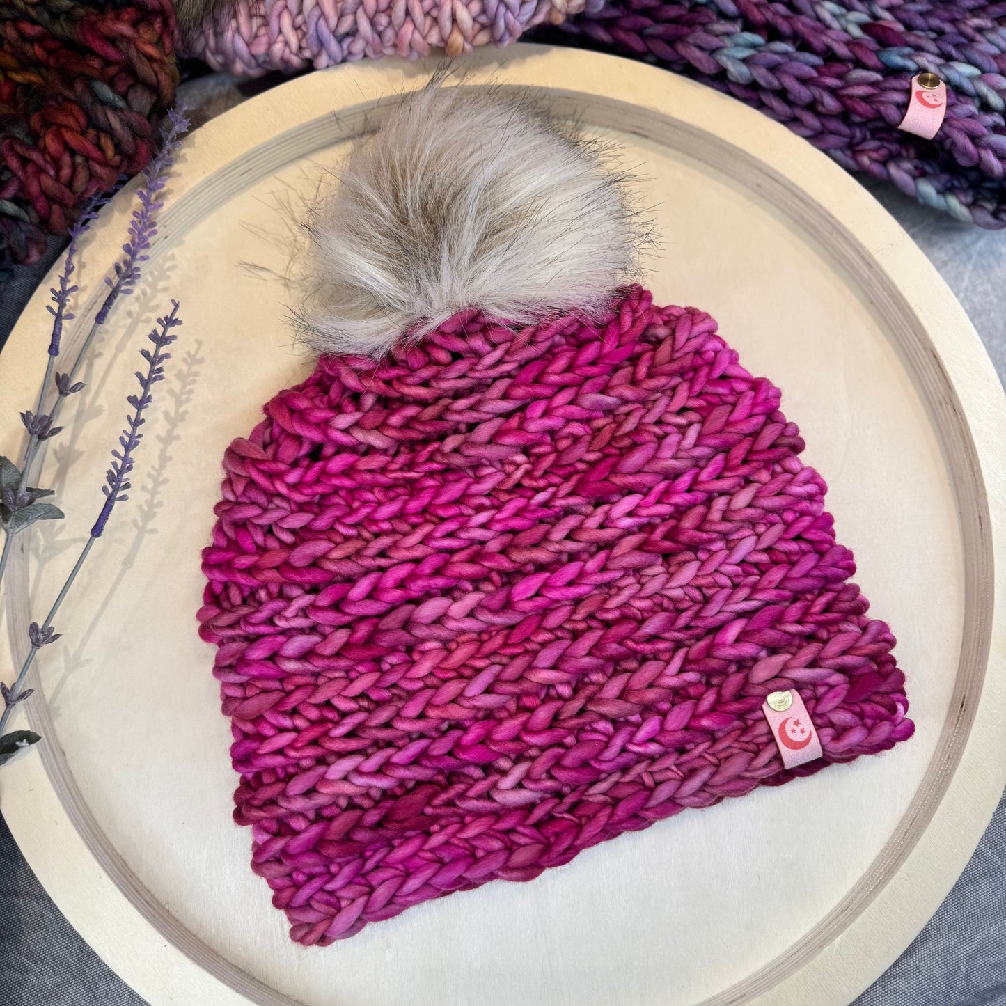 Handmade Winter Beanie | Merino Wool Yarn in the Color English Rose | Daybreak Design