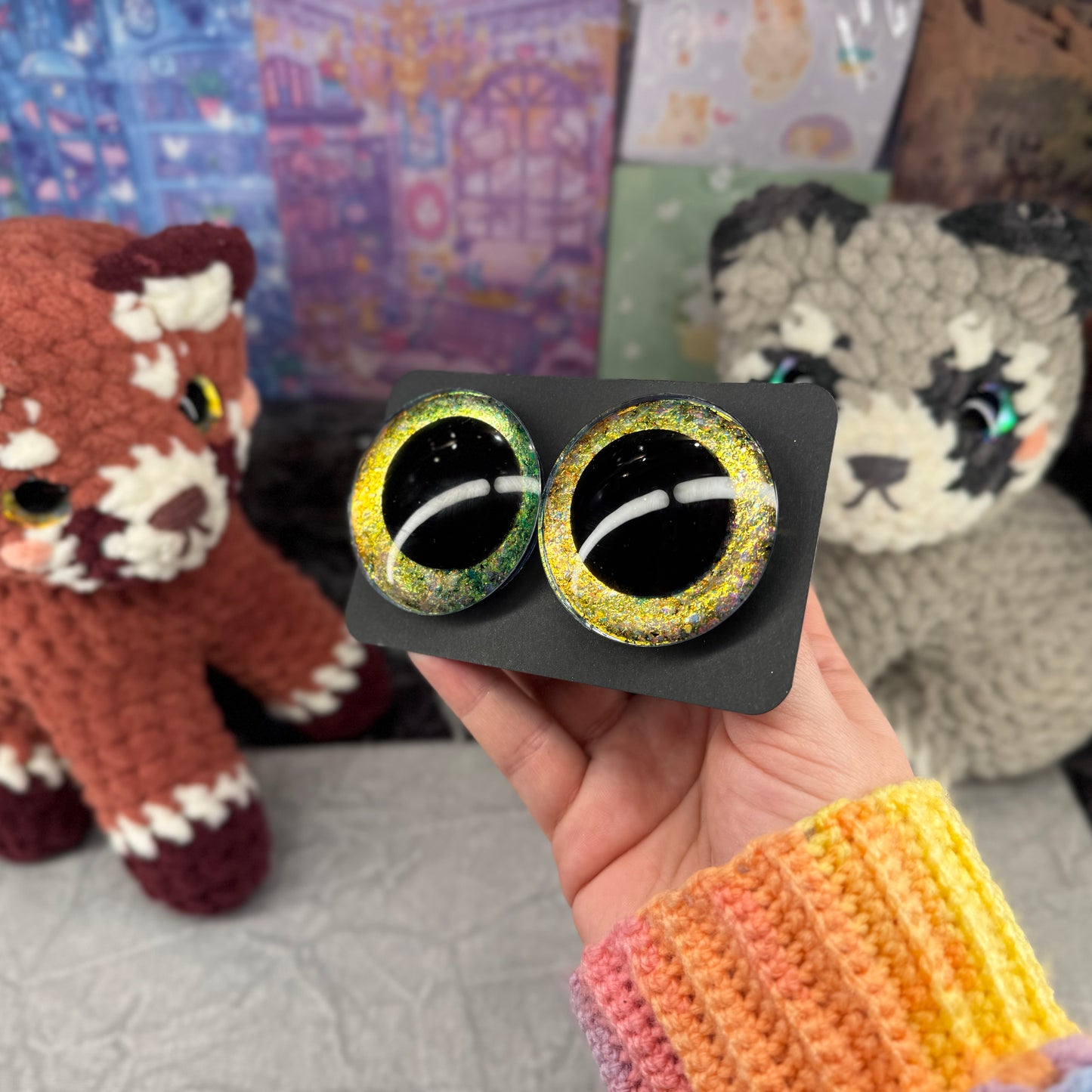 Hand Painted Kawaii Eyes | 50mm | Canary