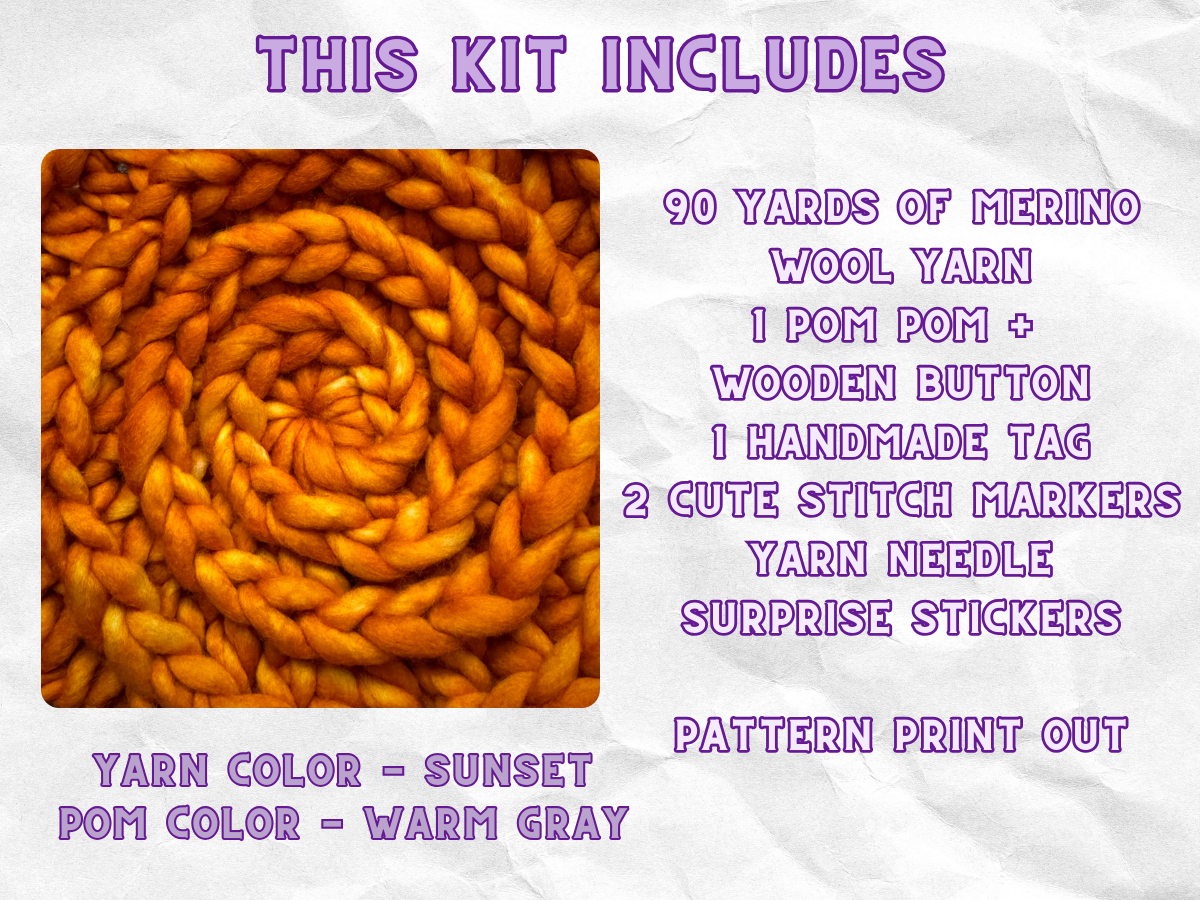 Starlight Beanie Crochet Kit | Hand Dyed Merino Wool | Sunset