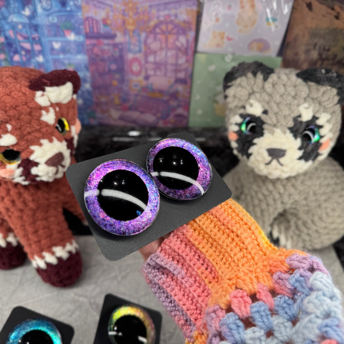 Hand Painted Kawaii Eyes | 50mm | Amethyst