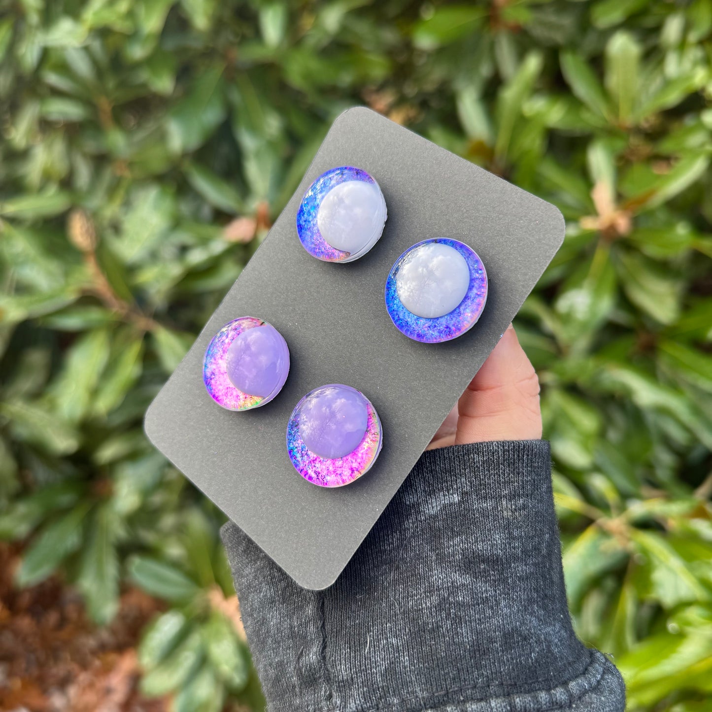 25 mm Hand Painted Kawaii Eyes | Lapis + Amethyst | Set #90