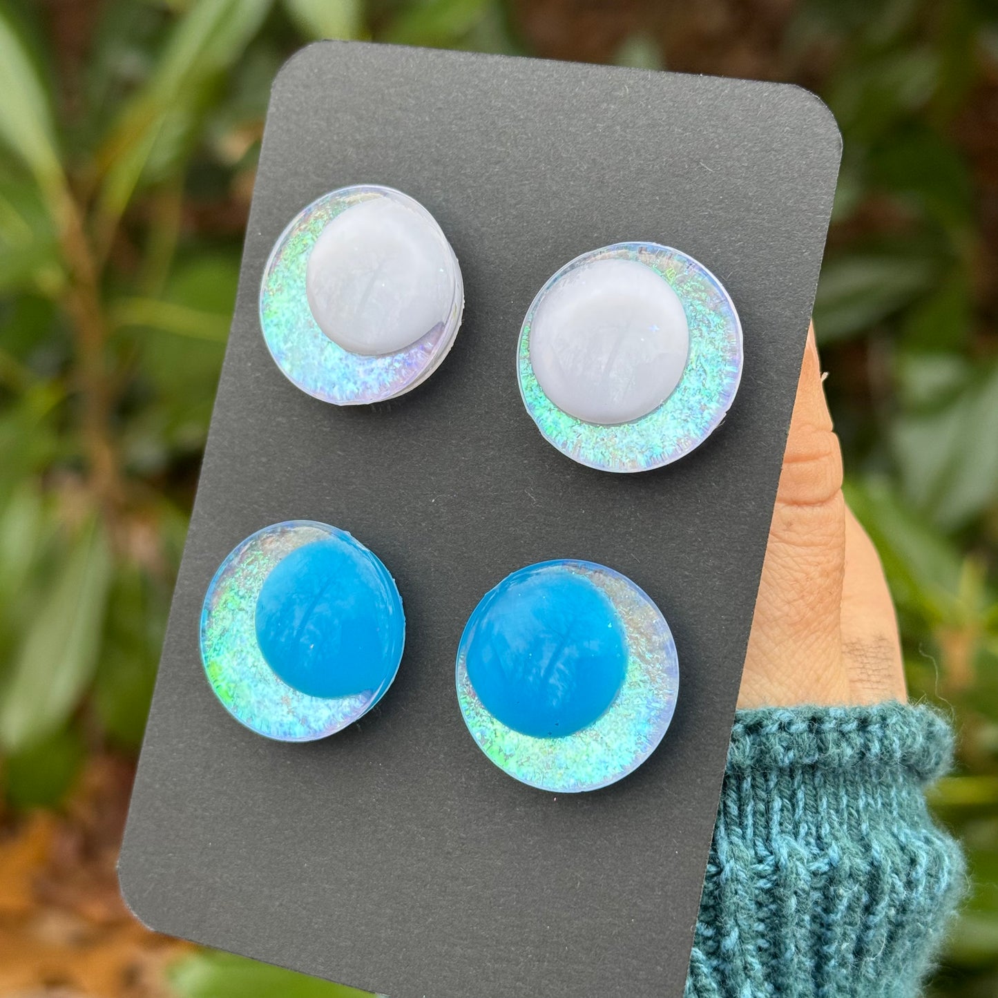 25 mm Hand Painted Kawaii Eyes | Blue Opal | Set #91