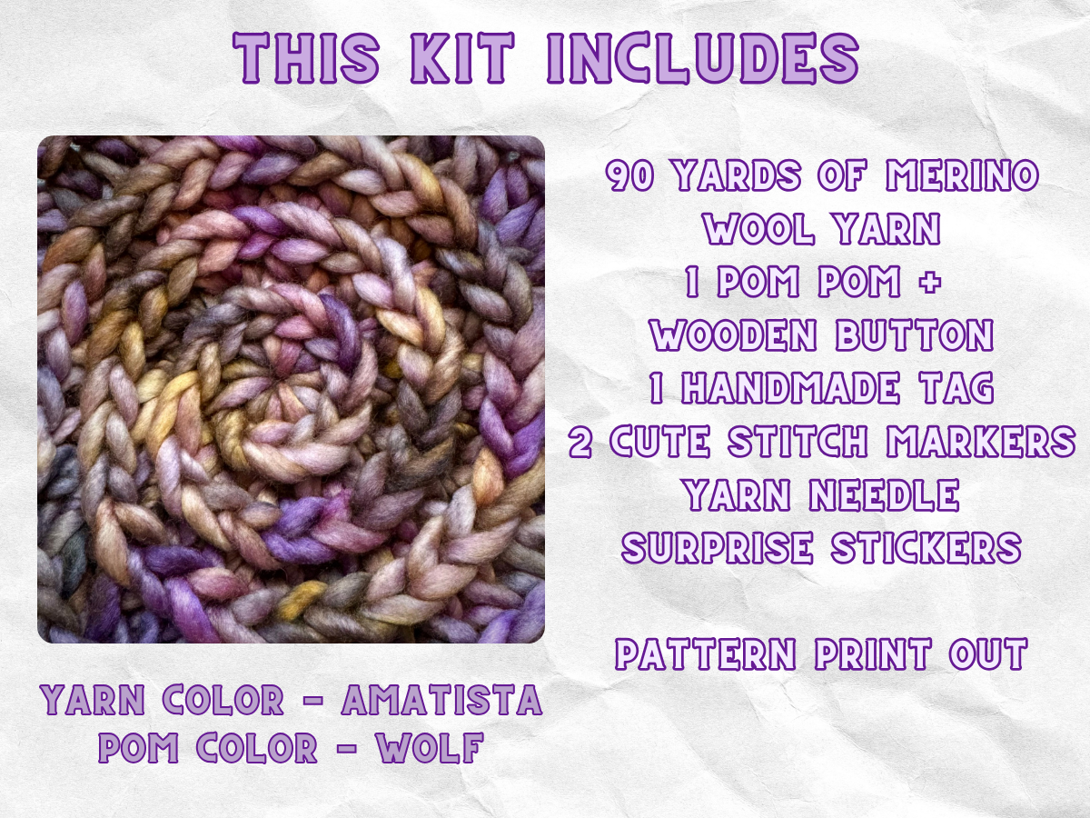 Starlight Beanie Crochet Kit | Hand Dyed Merino Wool | Amatista