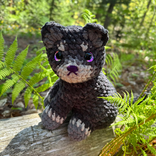 Sitting Wolf Crochet Plushie | Hand Painted Eyes