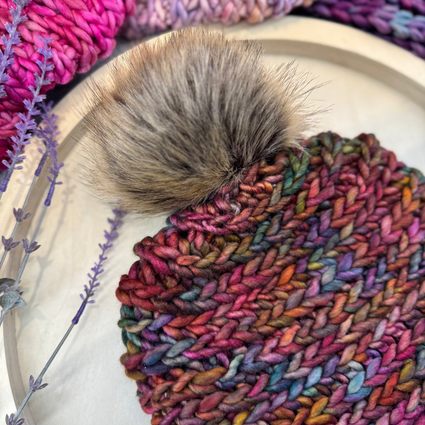 Handmade Winter Beanie | Merino Wool Yarn in the Color Diana| Daybreak Design Extra Long