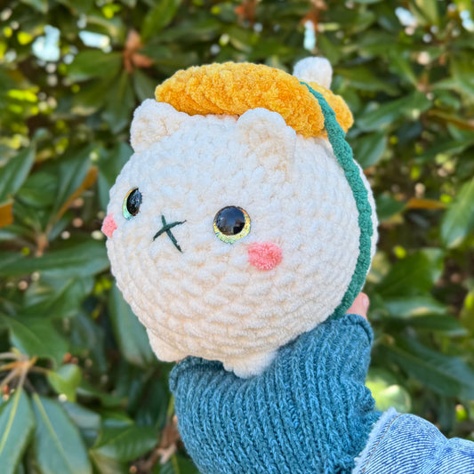 Eggy Cat Crochet Plushie | Hand Painted Eyes