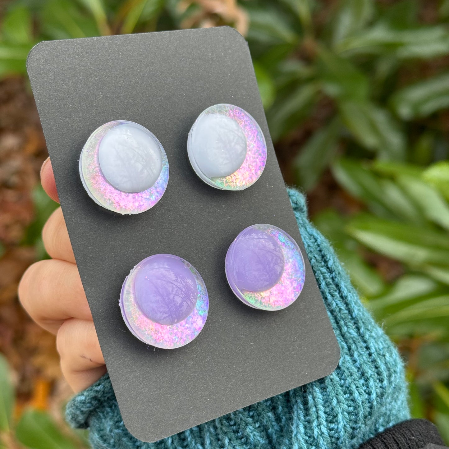 25 mm Hand Painted Kawaii Eyes | Lilac Opal | Set #92