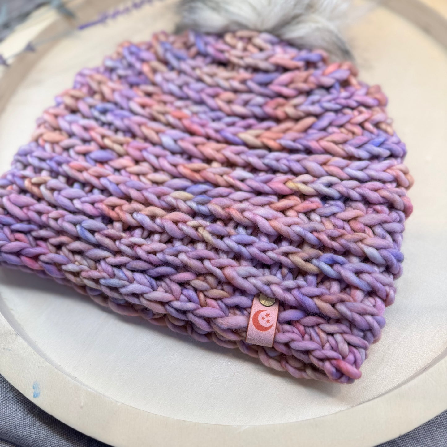 Handmade Winter Beanie | Merino Wool Yarn in the Color Rosalinda | Daybreak Design