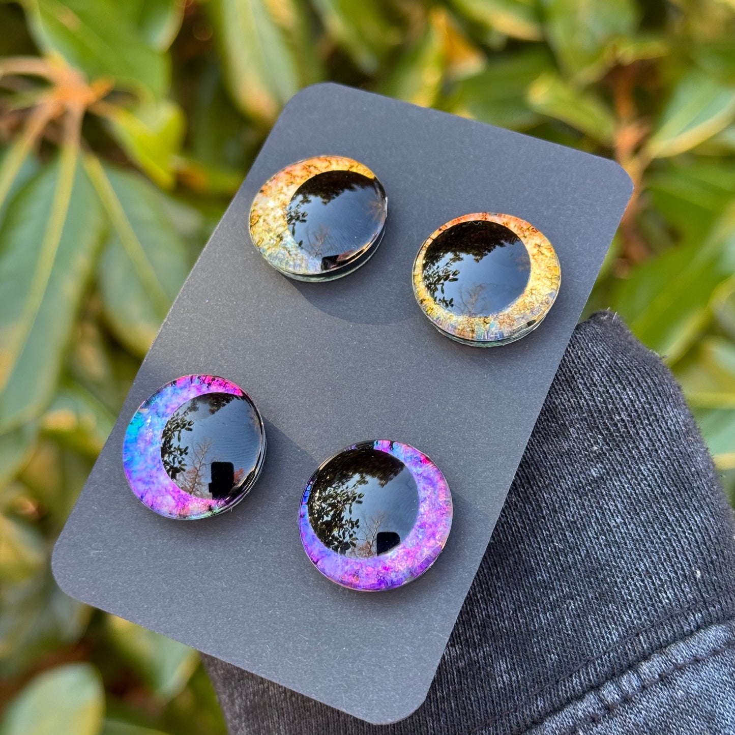 25 mm Hand Painted Kawaii Eyes | Honey + Amethyst | Set #7