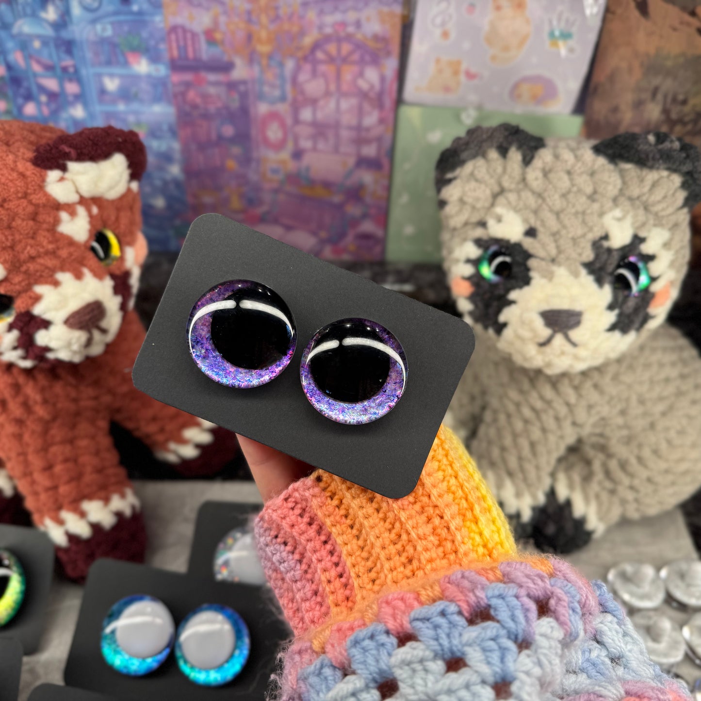 Hand Painted Kawaii Eyes | 35mm | Amethyst