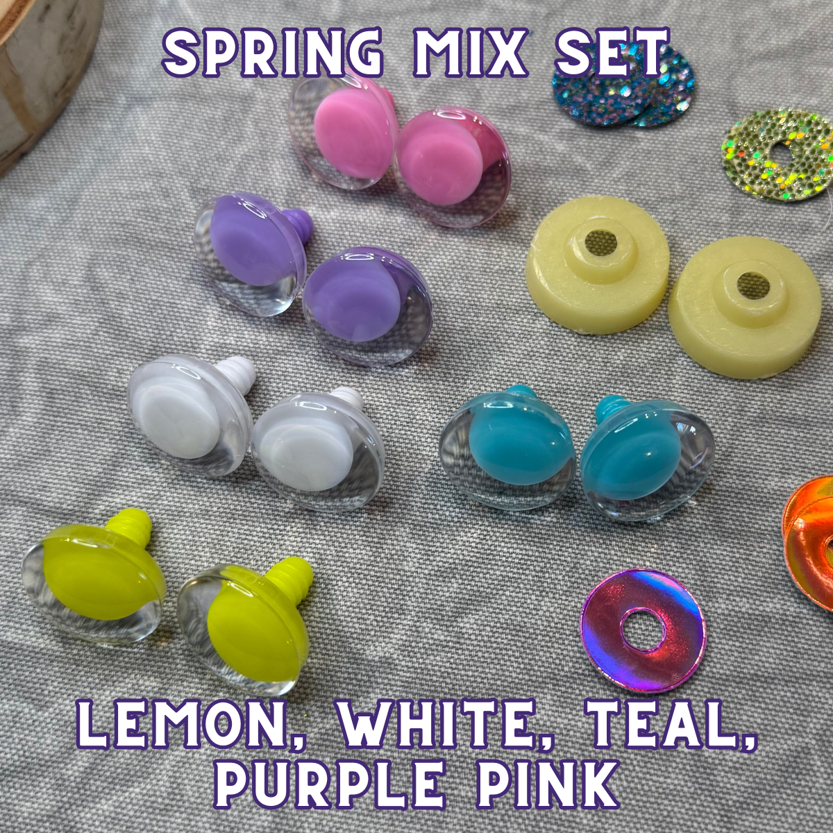 25 mm Kawaii Safety Eyes | 5 Mixed Color Pairs | Spring Set