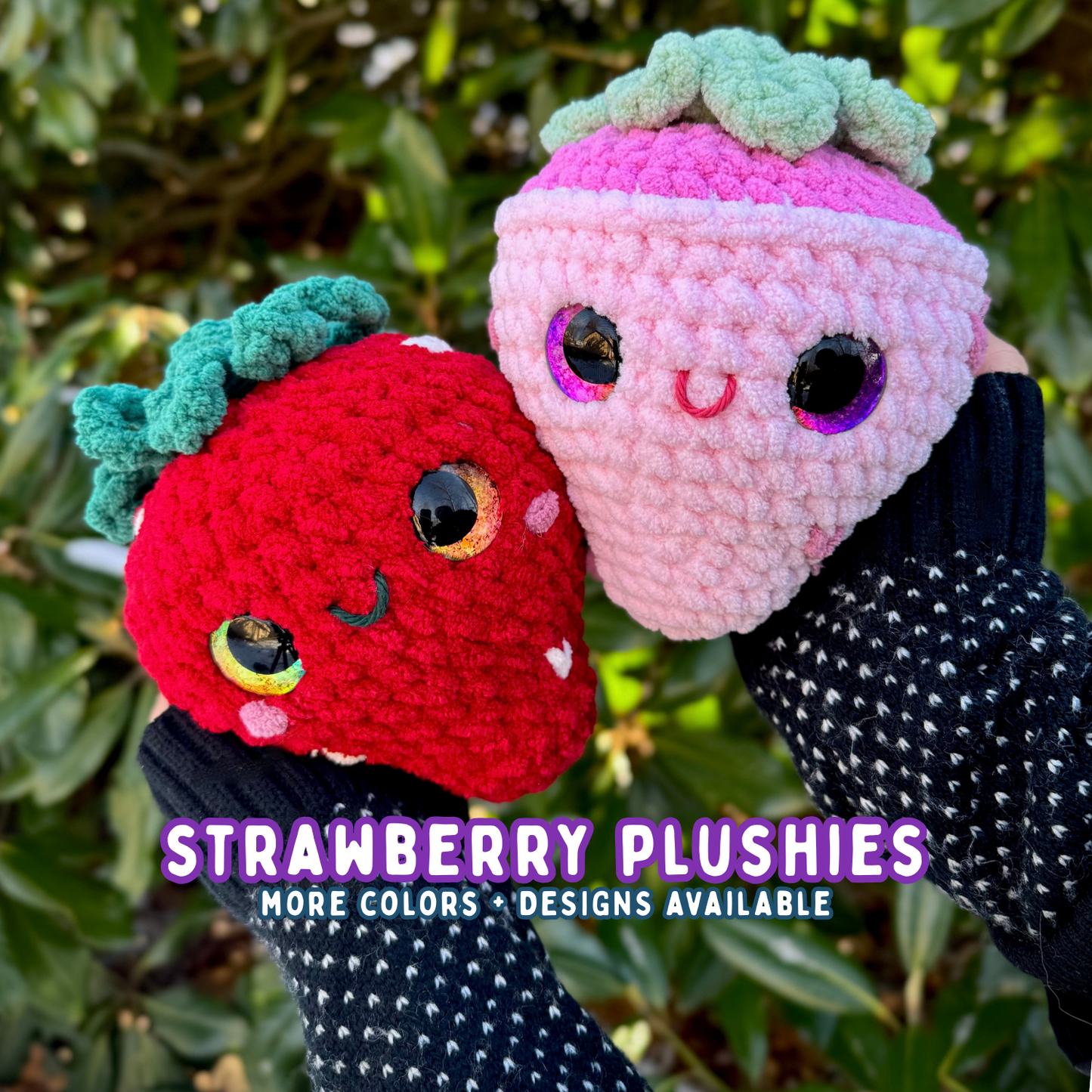 Strawberry Crochet Plushies | Hand Painted Eyes