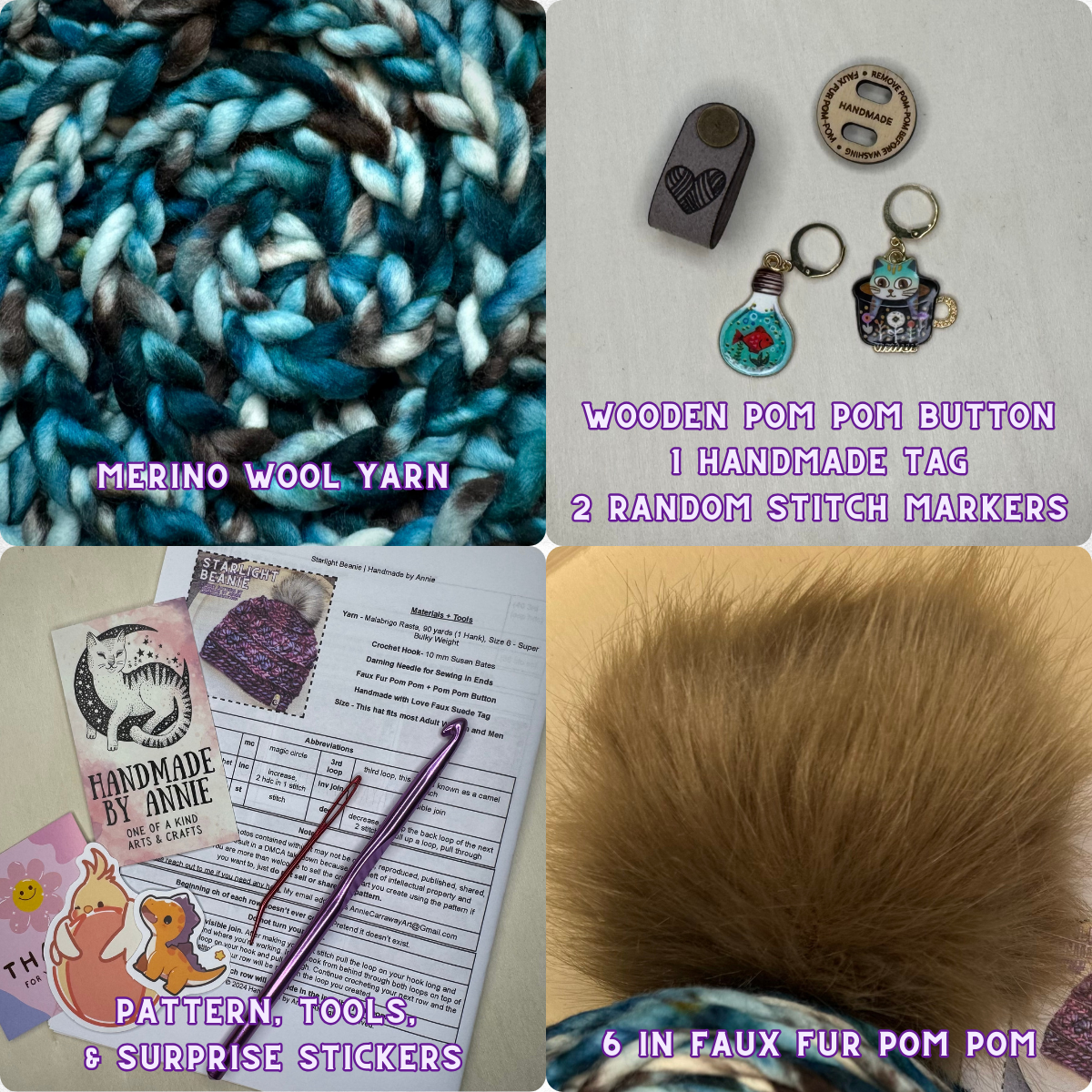 DIY Beanie Crochet Kit | Hand Dyed Merino Wool | # 12