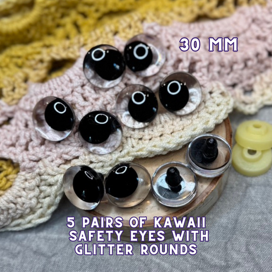 30 mm Kawaii Safety Eyes | 5 Black Pairs