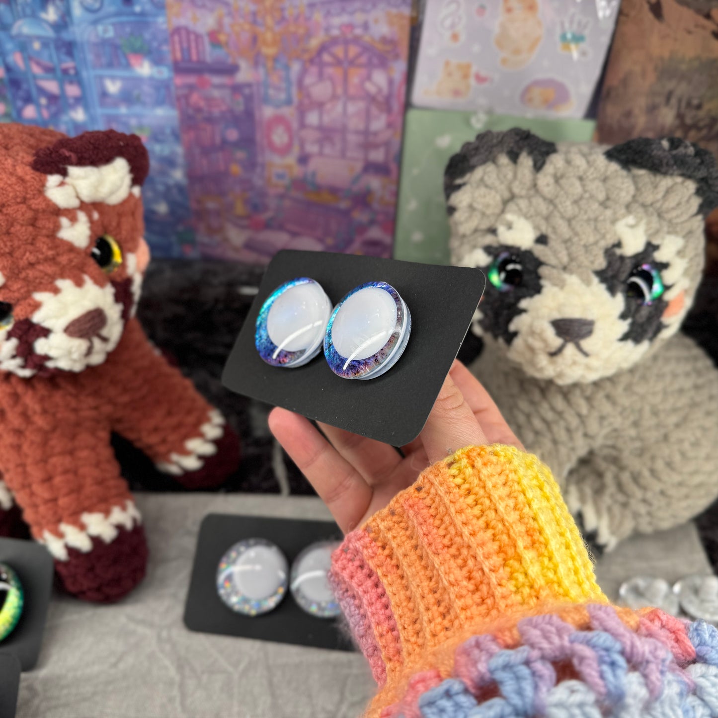 Hand Painted Kawaii Eyes | 35mm | Riptide with White Pupil